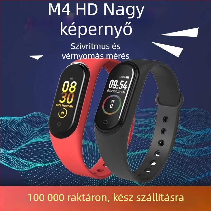 M4 okos karkötő – Android-kompatibilis, 7–14 napos akkumulátor-idő, TPU szíj, 32MB memória, Okos értesítés
