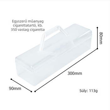 Műanyag cigarettás doboz, zárható, nagy kapacitású (300 darab), újrahasználható, logó nyomtatás elérhető, testreszabás