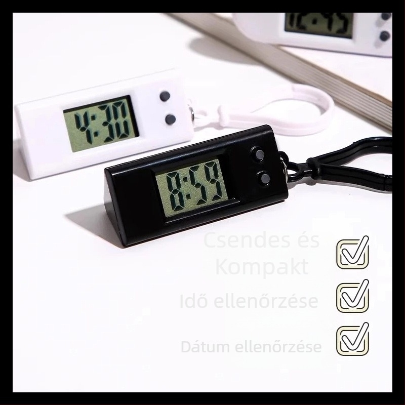 Mini digitális óra diákoknak – elektronikus mozgás, numerikus kijelző, ovális műanyag ház, modell 38D