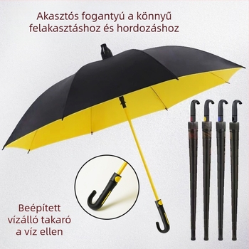 Golf esernyő egyenes nyelemmel, 8 bordás rostváz, automatikus nyitás, gumírozott markolat, vízálló tok