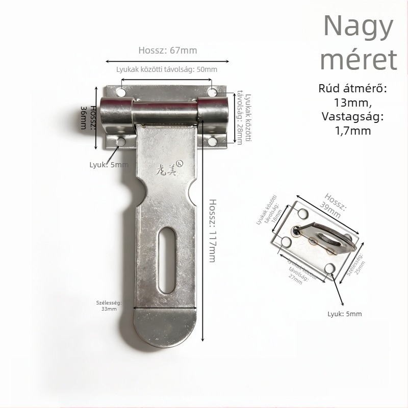 Longmei 304 rozsdamentes acélból készült F-típusú zárlemez, elektroplatált felülettel, modern letisztult stílus
