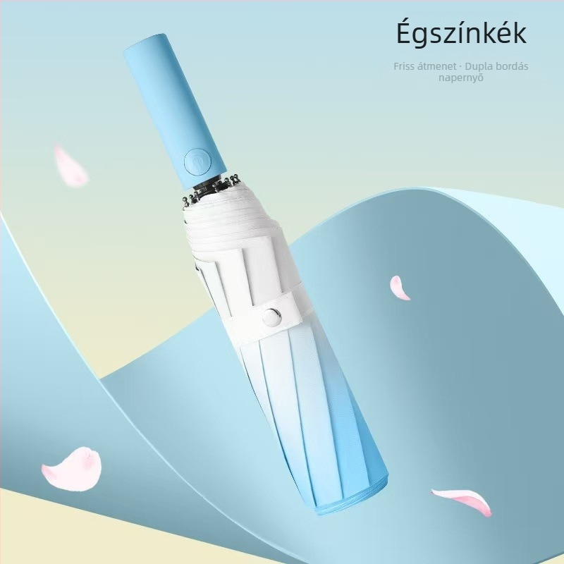 Háromrészes esernyő, fél-automata nyitás, automatikus zárás, pongee anyag, UPF >50, 8 bordázat váz
