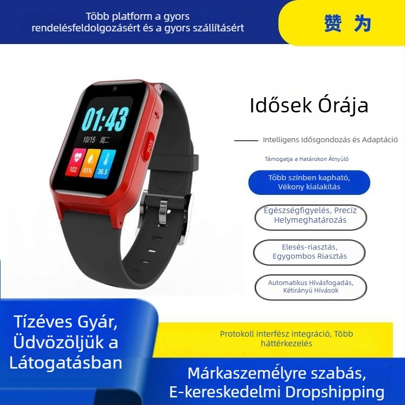 Okosóra SIM-kártyával és GPS-szel, szívritmus- és vérnyomásmérés felnőtteknek