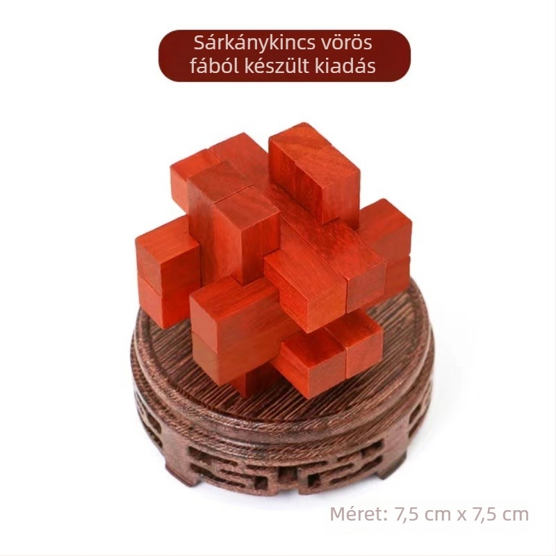 Fából készült Kongming/Luban puzzle gyerekeknek 4–6 évesek, kognitív fejlődés, szétszedés és összerakás