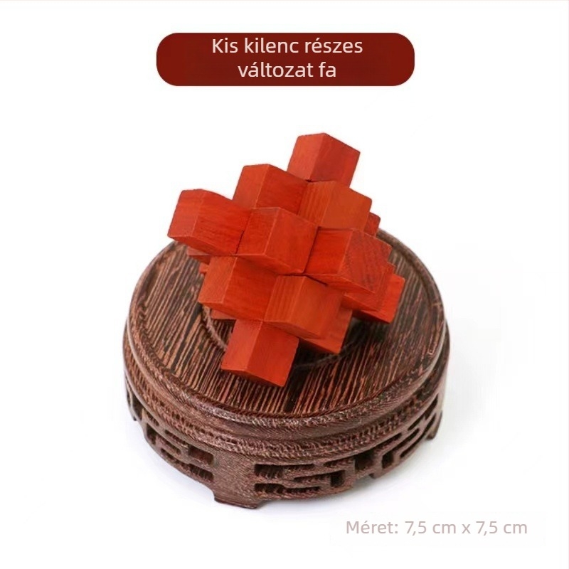 Fából készült Kongming/Luban puzzle gyerekeknek 4–6 évesek, kognitív fejlődés, szétszedés és összerakás