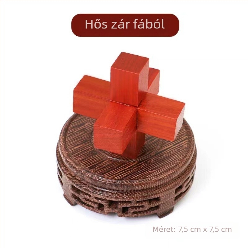 Fából készült Kongming/Luban puzzle gyerekeknek 4–6 évesek, kognitív fejlődés, szétszedés és összerakás