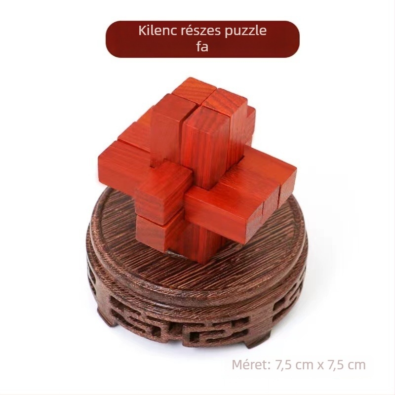 Fából készült Kongming/Luban puzzle gyerekeknek 4–6 évesek, kognitív fejlődés, szétszedés és összerakás