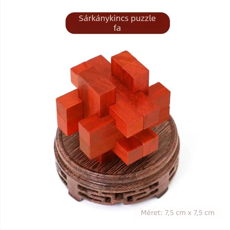 Fából készült Kongming/Luban puzzle gyerekeknek 4–6 évesek, kognitív fejlődés, szétszedés és összerakás