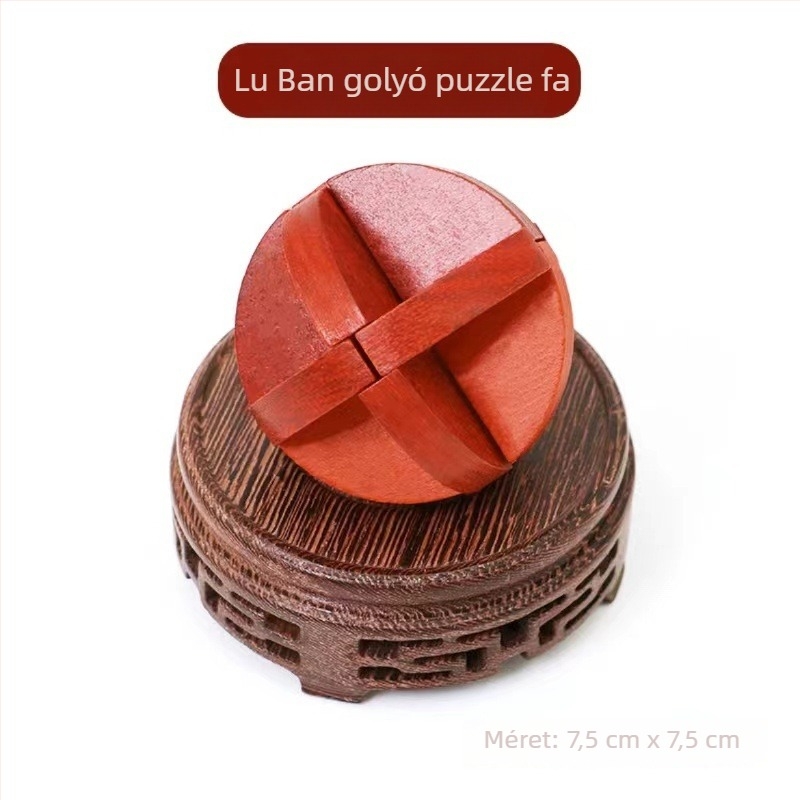 Fából készült Kongming/Luban puzzle gyerekeknek 4–6 évesek, kognitív fejlődés, szétszedés és összerakás