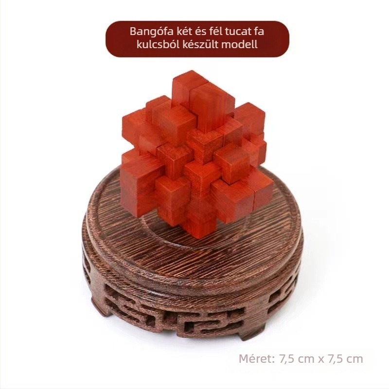 Fából készült Kongming/Luban puzzle gyerekeknek 4–6 évesek, kognitív fejlődés, szétszedés és összerakás