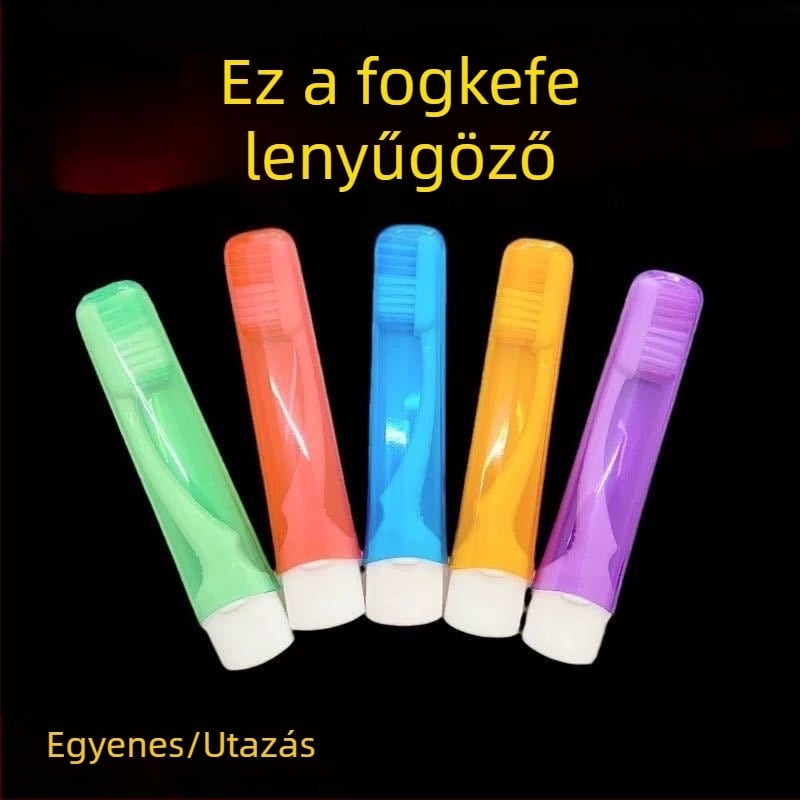Összecsukható fogkefe puha sörtékkel – hordozható műanyag utazó fogkefe, újrahasználható