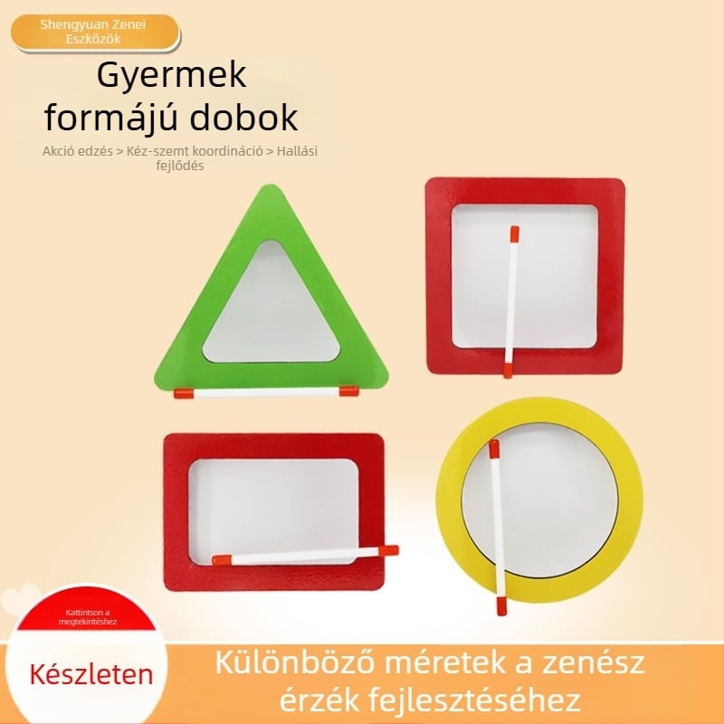Orff ütőhangszer átlátszó gyerekeknek, kézi dob, négyzet alakú