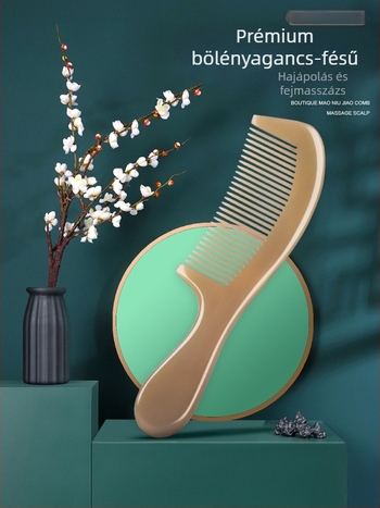 Mu Yi Ke bivaly szarv fésű férfiaknak és nőknek - antistatikus, meridián fejmasszázs, hossz 15–20 cm