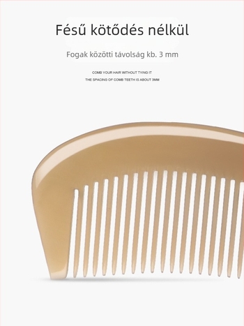 Mu Yi Ke bivaly szarv fésű férfiaknak és nőknek - antistatikus, meridián fejmasszázs, hossz 15–20 cm