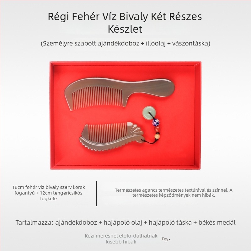 Mu Yi Ke bivaly szarv fésű férfiaknak és nőknek - antistatikus, meridián fejmasszázs, hossz 15–20 cm