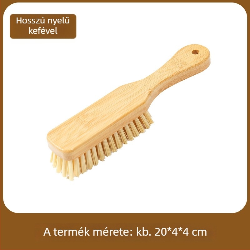 Hosszú nyeletű ruhatisztító ecset, kemény sörtékkel, bambusz és PET