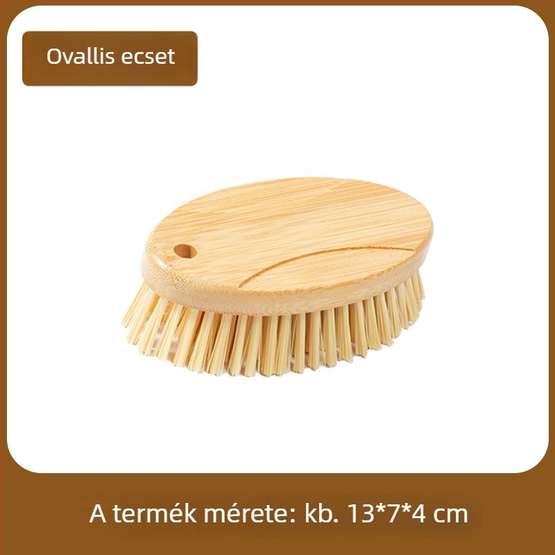 Hosszú nyeletű ruhatisztító ecset, kemény sörtékkel, bambusz és PET