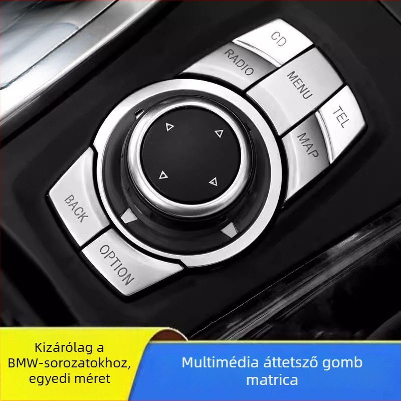 BMW belső gombokra tervezett glitter matrica: kompatibilis X5/X6 (régi modell), E90, 3-as és 5-ös sorozat, X1, Z4; márka Yudechi, modell 07689