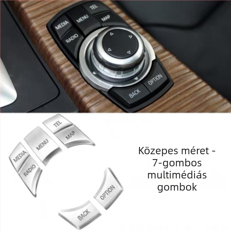 BMW belső gombokra tervezett glitter matrica: kompatibilis X5/X6 (régi modell), E90, 3-as és 5-ös sorozat, X1, Z4; márka Yudechi, modell 07689