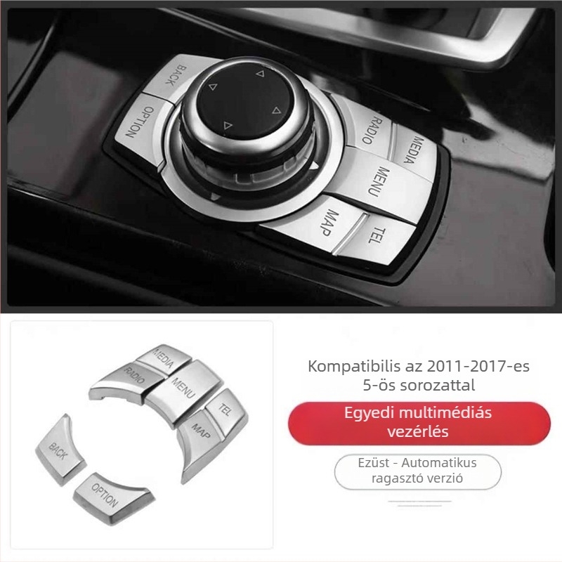 BMW belső gombokra tervezett glitter matrica: kompatibilis X5/X6 (régi modell), E90, 3-as és 5-ös sorozat, X1, Z4; márka Yudechi, modell 07689