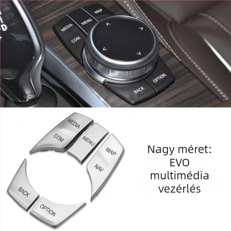 BMW belső gombokra tervezett glitter matrica: kompatibilis X5/X6 (régi modell), E90, 3-as és 5-ös sorozat, X1, Z4; márka Yudechi, modell 07689