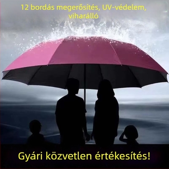 Háromrészes összecsukható esernyő 12 bordával, kézi nyitású, UPF30+ UV védelem, váz ötvözetből és oszlop alumíniumötvözetből, bevont szövet
