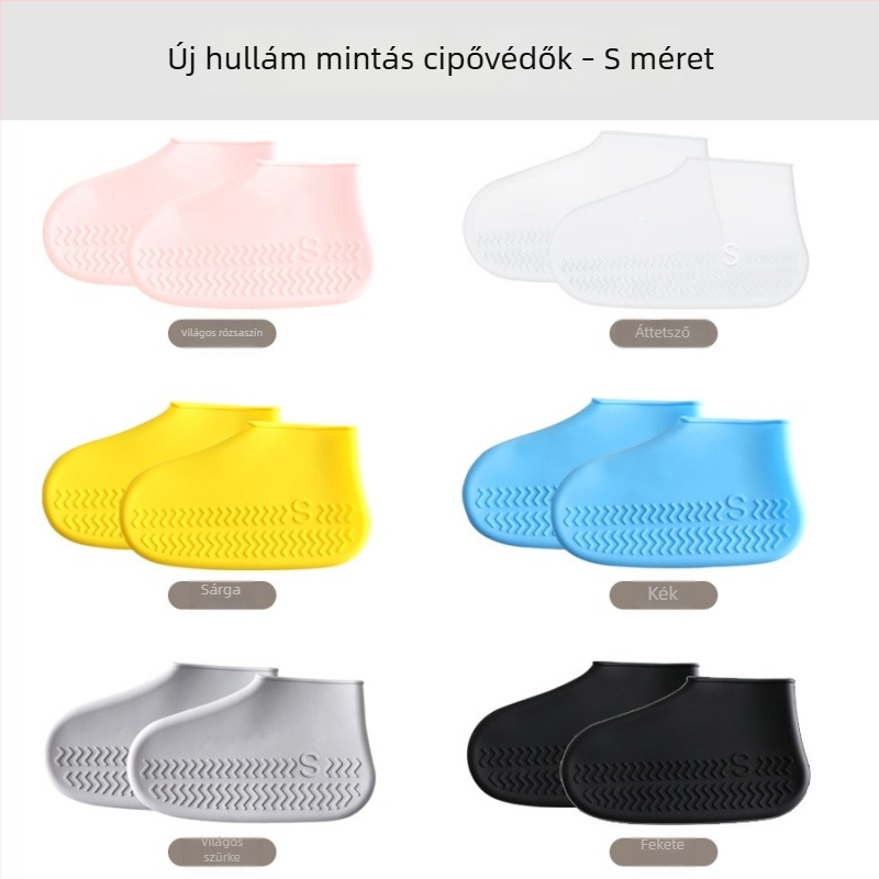 Szilikon esővédő cipőfedők, vízálló, vastagított, hordozható, felnőttek és gyerekek számára, kültéri használatra