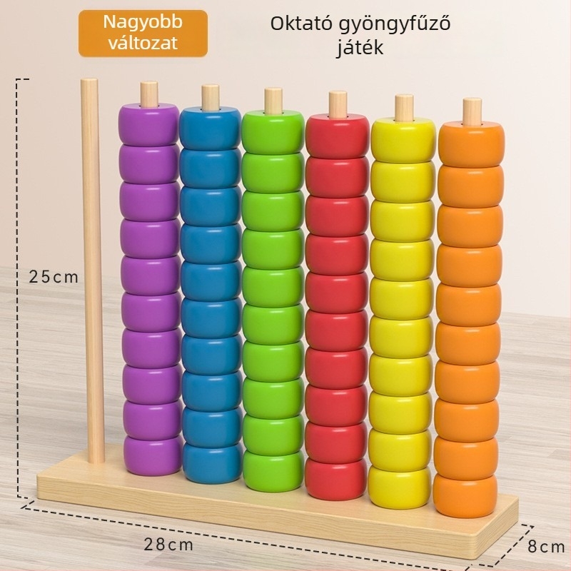 Fából készült Montessori oktatási asztali játék 4–6 éves gyerekeknek — puzzle, interakció, logikai gondolkodás és szellemi fejlődés
