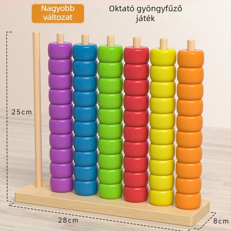 Fából készült Montessori oktatási asztali játék 4–6 éves gyerekeknek — puzzle, interakció, logikai gondolkodás és szellemi fejlődés