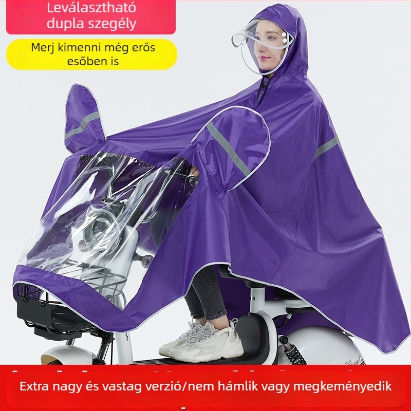 Moto- és elektromos jármű poncsó, hosszú, teljes testfedés, Oxford anyag, PVC vízálló réteg, felnőtt, egy személy, kerékpározásra