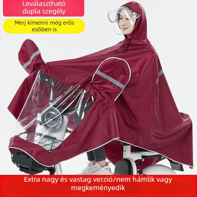 Moto- és elektromos jármű poncsó, hosszú, teljes testfedés, Oxford anyag, PVC vízálló réteg, felnőtt, egy személy, kerékpározásra
