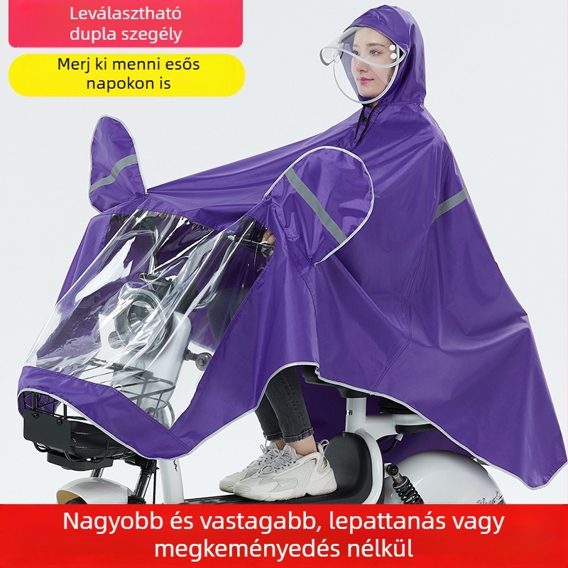 Moto- és elektromos jármű poncsó, hosszú, teljes testfedés, Oxford anyag, PVC vízálló réteg, felnőtt, egy személy, kerékpározásra