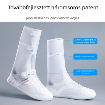 Magascsövű vízálló cipővédő, csúszásmentes, kopásálló, vastagított, férfiak és nők számára, esős napokra