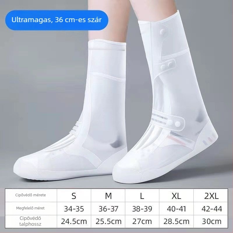 Magascsövű vízálló cipővédő, csúszásmentes, kopásálló, vastagított, férfiak és nők számára, esős napokra