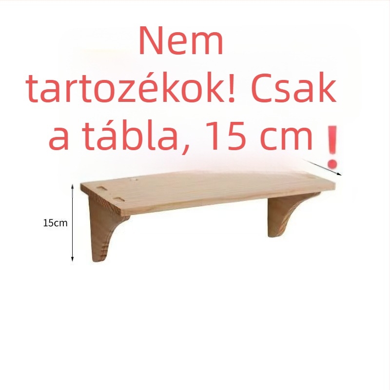 Tömörfa falra szerelhető tárolópolc, fúrás nélküli telepítés, nappali és hálószoba számára, nassolnivaló tároló és TV háttere
