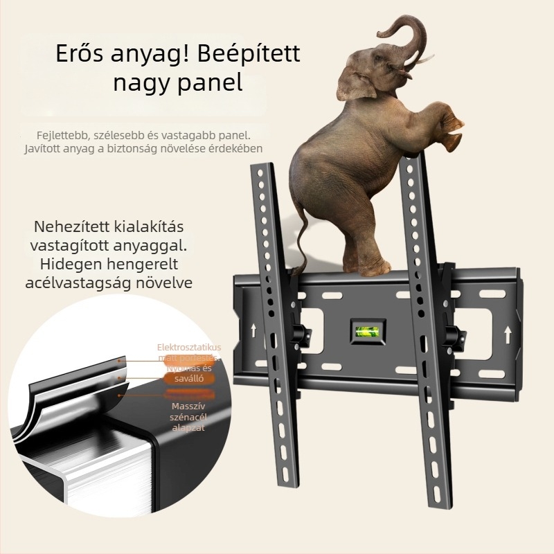 Universális falra szerelhető TV-tartó, mechanikus állítással, acélból készült, teherbírás >15 kg