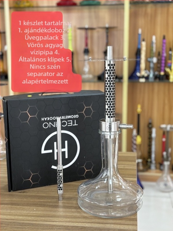 Rozsdamentes acél vízipipa készlet, 6 darabos, testreszabható, Hemu smoking set