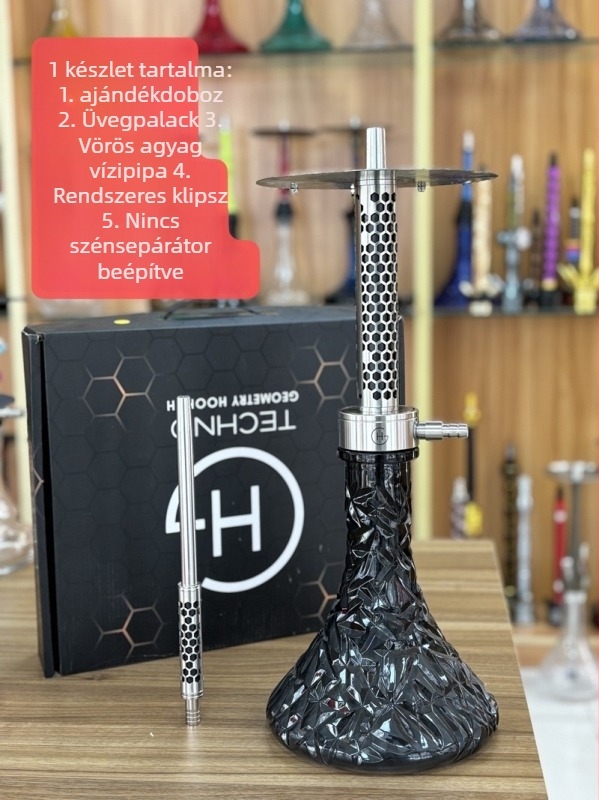 Rozsdamentes acél vízipipa készlet, 6 darabos, testreszabható, Hemu smoking set