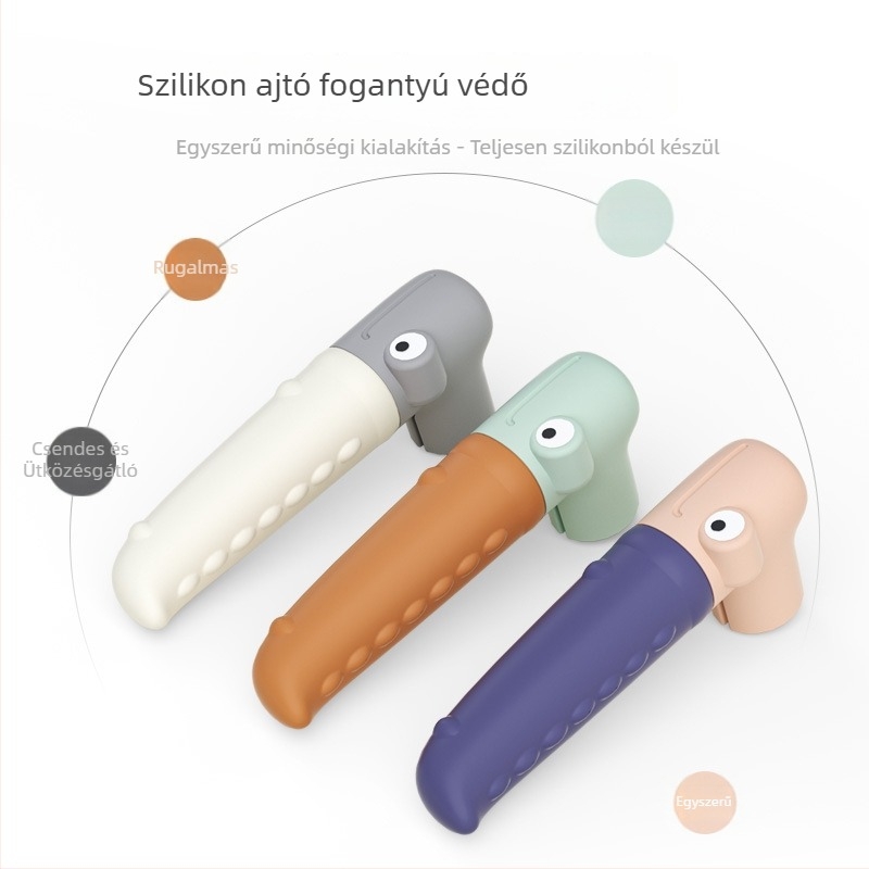 Silikon ajtókilincs védőburkolat — láthatatlan ütéscsillapító, antistatikus, Crocodile modell, CT-01 falra szerelhető, standard felépítés, Shield Daddy márka