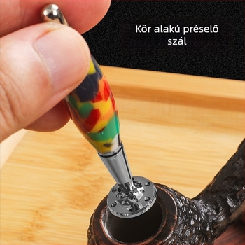 Akril pipaprés, 2–in–1 konkáv kanál fej gravírozással, égésgátló tű, modell 8deco-014-a