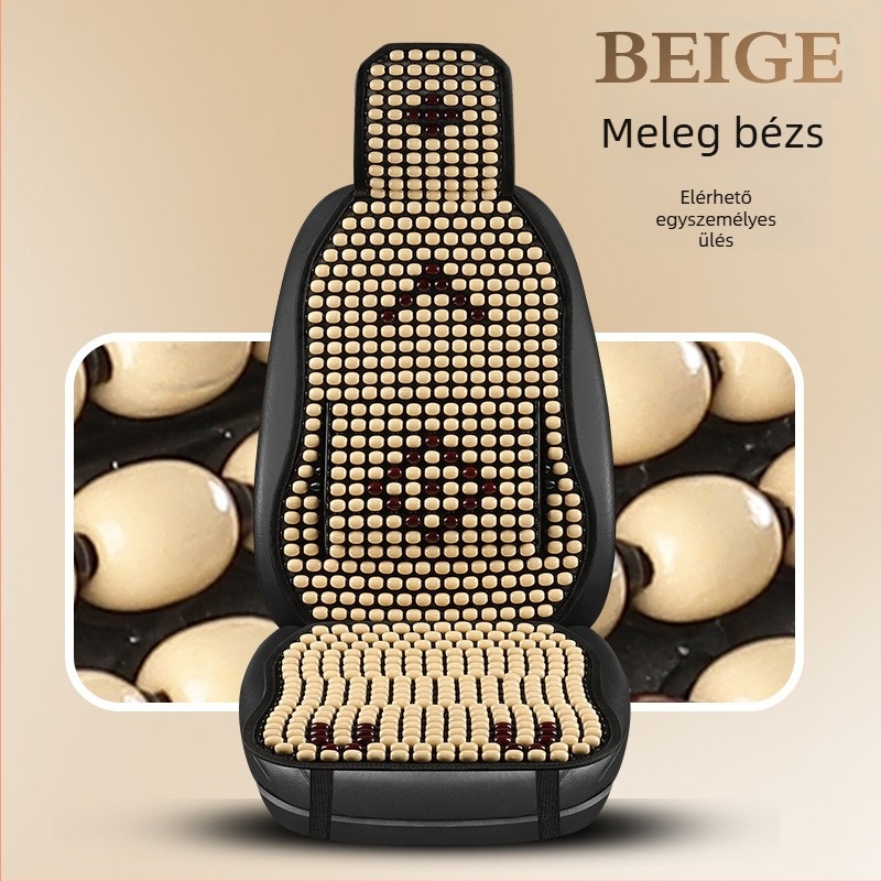 Autóülés-párna fa gyöngyökkel és deréktámasz, légáteresztő nyári matrac (Anyag: illatos fa; Eredet: Heilongjiang; Specifikáció: Általános)