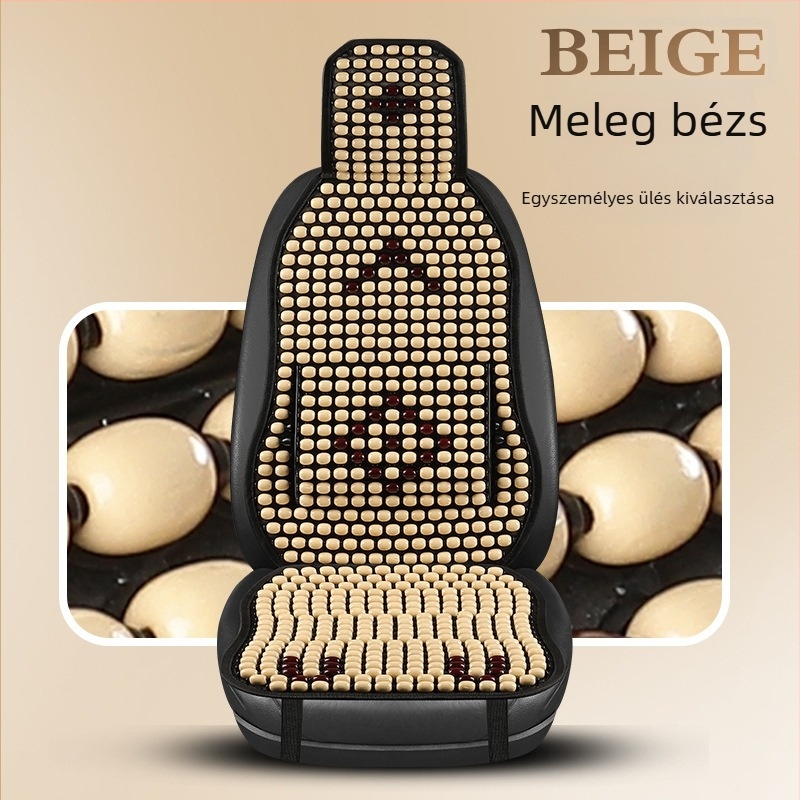 Autóülés-párna fa gyöngyökkel és deréktámasz, légáteresztő nyári matrac (Anyag: illatos fa; Eredet: Heilongjiang; Specifikáció: Általános)