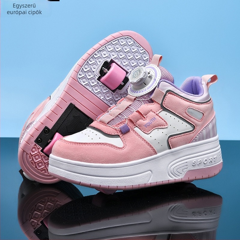 Heelys gyerekeknek – uniszex, kettős kerékkel, PU kerékkel, rejtett sarok, forgó csat, modell 866