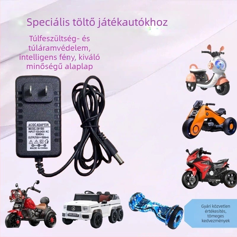12V 1000mA ólom-akkumulátor töltő gyerekek elektromos autójához, intelligens irányjelző fény