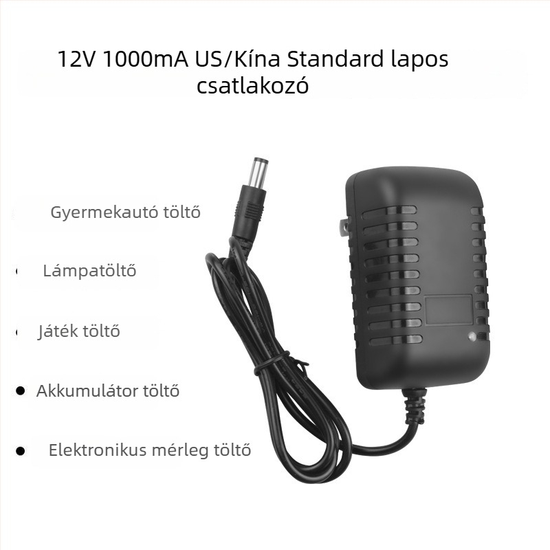 12V 1000mA ólom-akkumulátor töltő gyerekek elektromos autójához, intelligens irányjelző fény