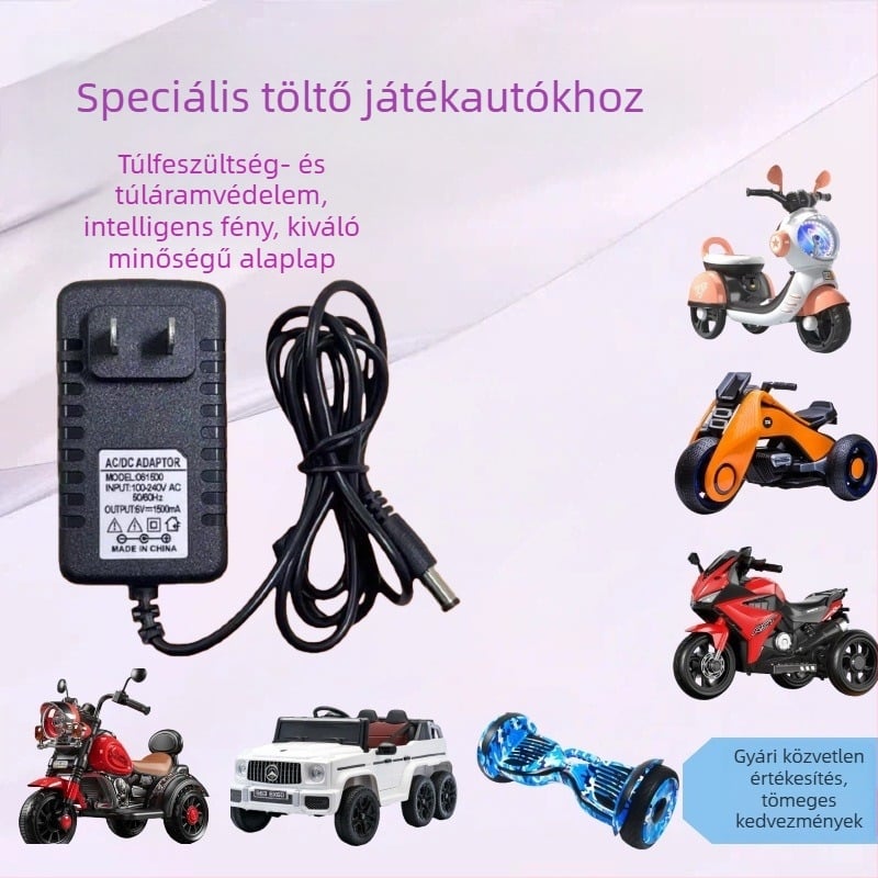 12V 1000mA ólom-akkumulátor töltő gyerekek elektromos autójához, intelligens irányjelző fény