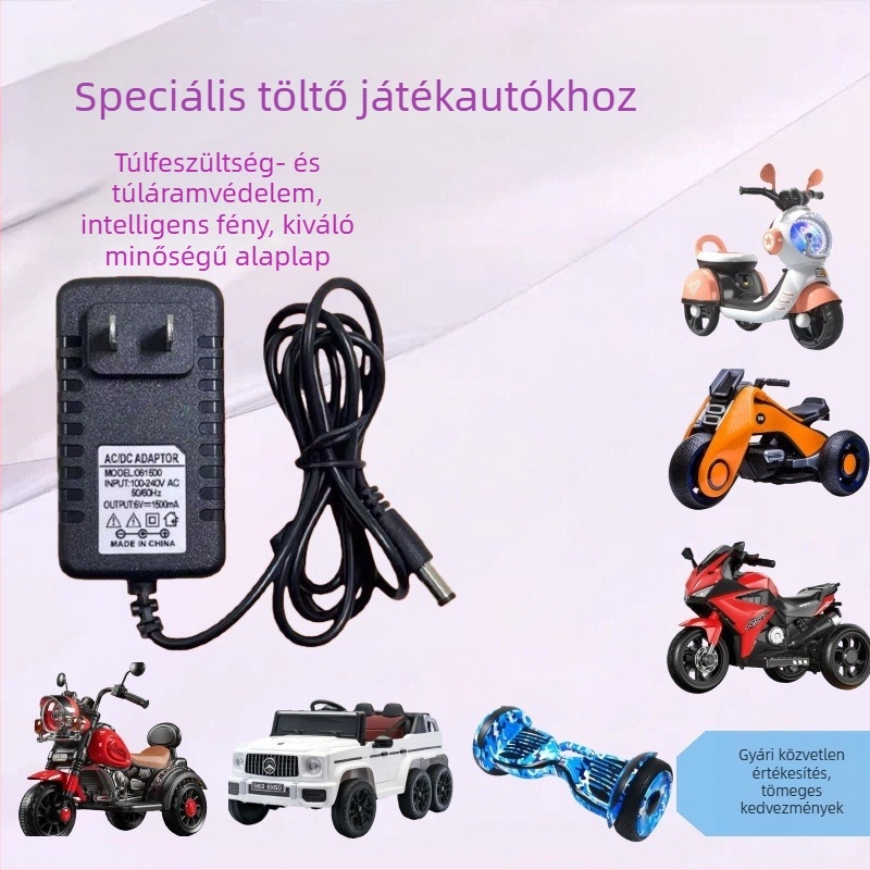 12V 1000mA ólom-akkumulátor töltő gyerekek elektromos autójához, intelligens irányjelző fény