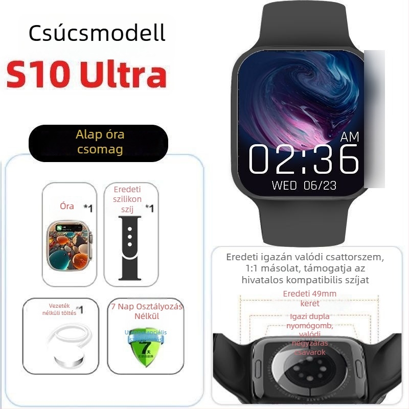 S10 okosóra – Prémium kiadás NFC offline fizetéssel, pulzusmérés, Bluetooth hívások, mágneses töltés, vízálló