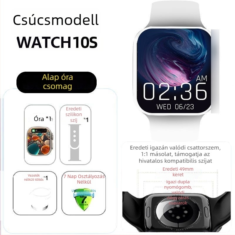 S10 okosóra – Prémium kiadás NFC offline fizetéssel, pulzusmérés, Bluetooth hívások, mágneses töltés, vízálló