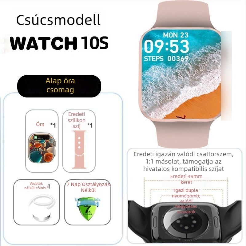 S10 okosóra – Prémium kiadás NFC offline fizetéssel, pulzusmérés, Bluetooth hívások, mágneses töltés, vízálló